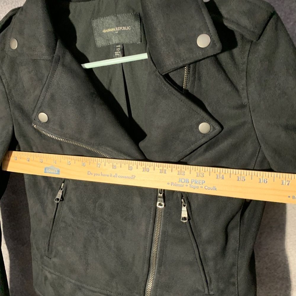 Banana Republic Faux Suede Moto Jacket Womens Black  size XS - Picture 4 of 8
